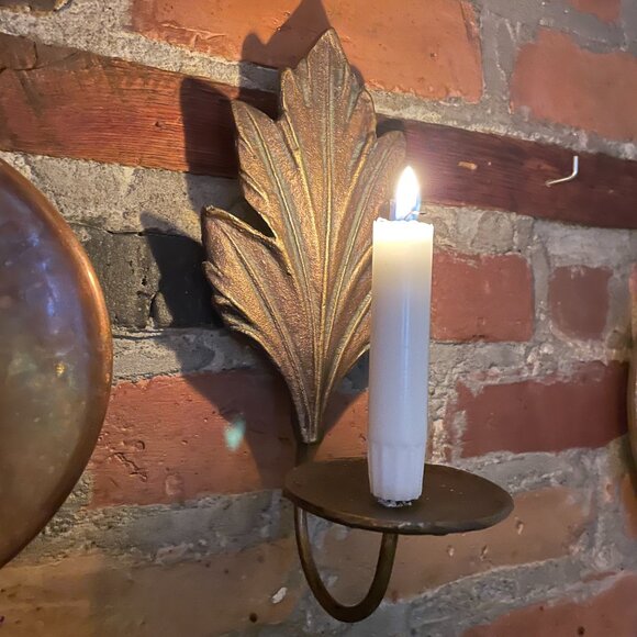 🕯️Vintage copper coloured Leaf Candle Sconce/ holder🌛Applique de bougie - Picture 2 of 8